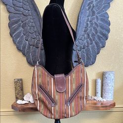 Striped Brown Shoulder Bag