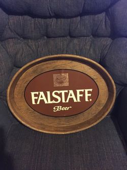 Vintage faux-wood (plastic) Falstaff beer tray