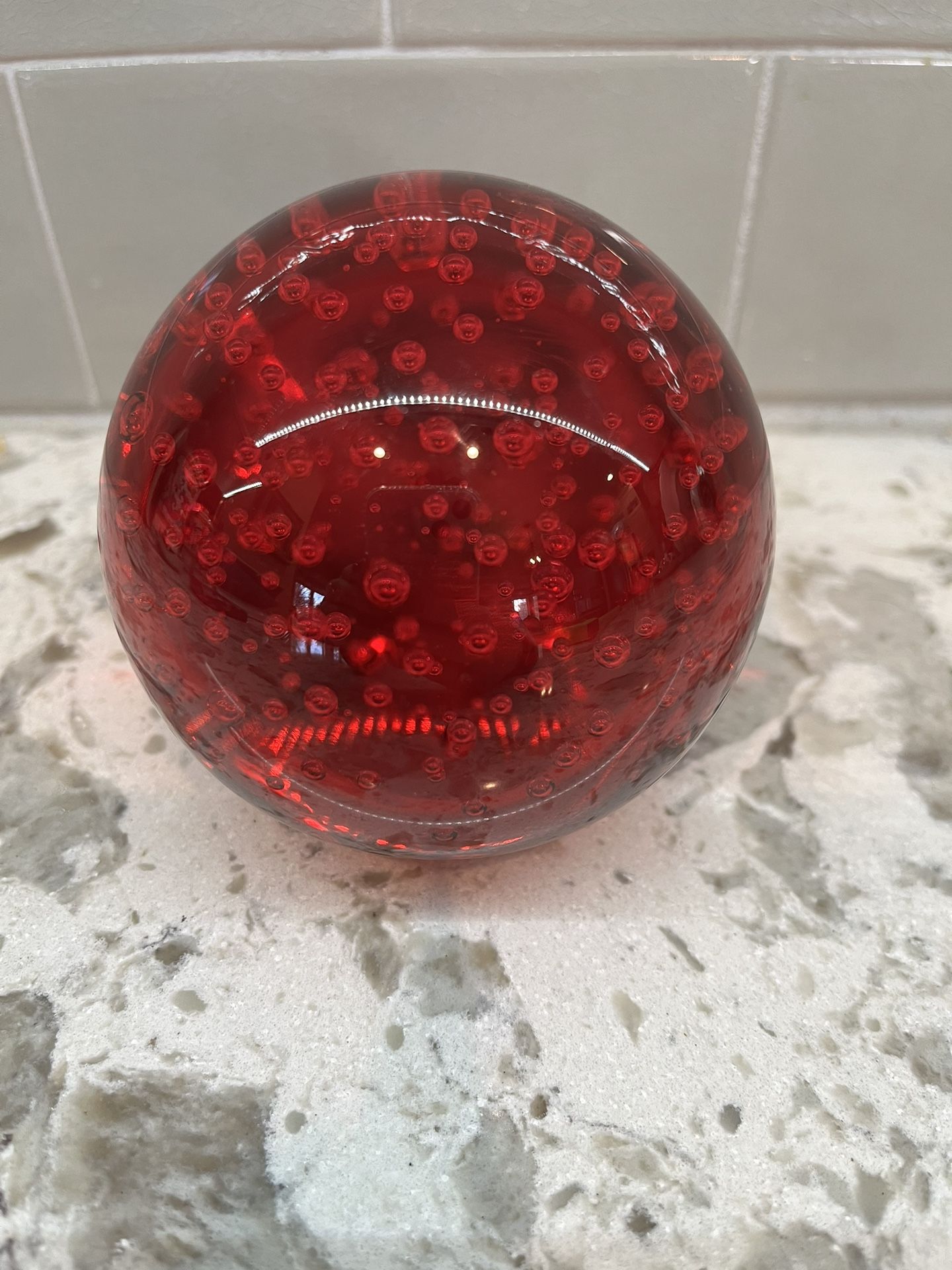 Heavy Bubble Glass Paperweight 