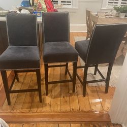 3 Kitchen Chairs / Island Stools -  Bronze Thumbnail Upholstered - Jordans furniture 