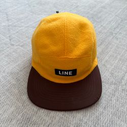 Line Onward Ski Bike Adult Brown/Yellow Fleece Reversible Adjustable 5 Panel Hat