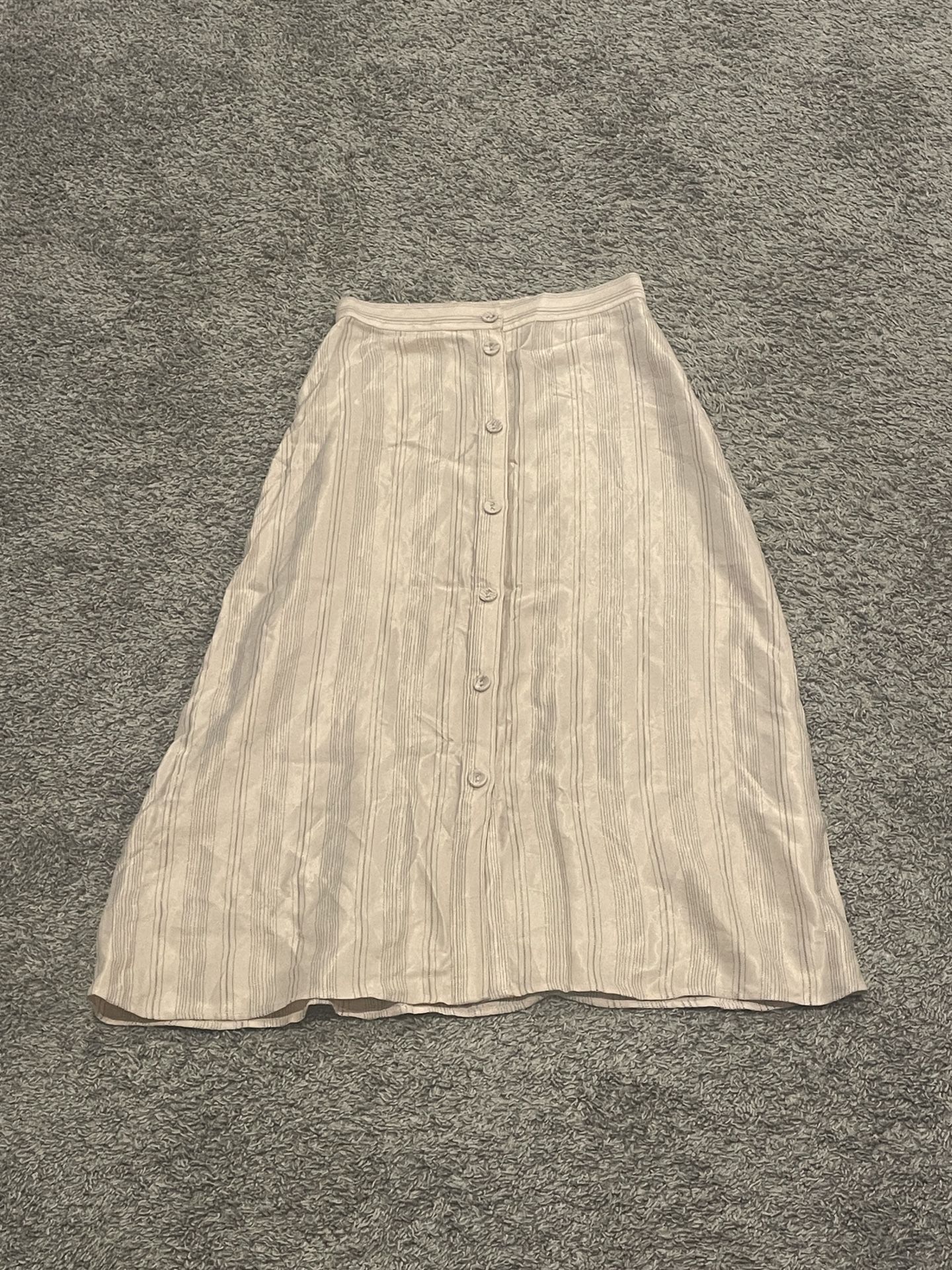 H&M Cream Silk Midi Skirt Size 0