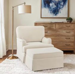 Swivel accent chair and matching ottoman