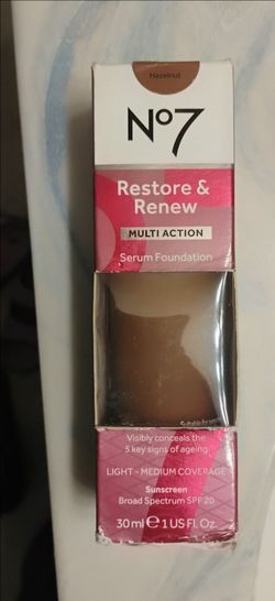 No7 Restore and Renew multi-action serum foundation.