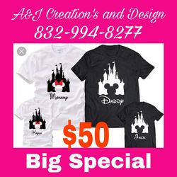 Disney family vacations shirts Specials personalized/ Camisas personalizadas para todos eventos