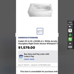 American Standard Whirlpool Tub New