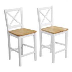 White Transitional Bar Stool Set of 2 – Cross Back Design | NEW in Box ✨🤍