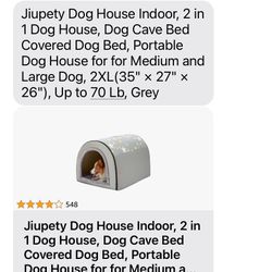 Jiupety Dog House Indoor, 2 in 1 Dog House Bed Brand New 