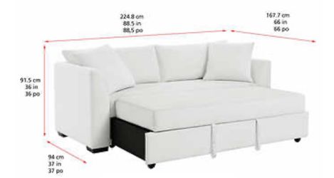 Thomasville Marion Fabric Convertible Sofa - White for Sale in