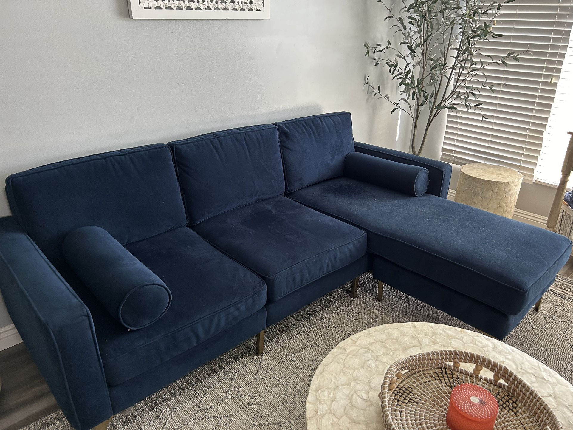 Burrow Nomad Velvet Sofa with Chaise