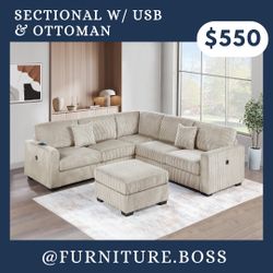 Beige Sectionals - Living Room Furniture
