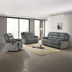 💥NEW Trendy 3pc Corduroy  Living Room Reclining Sofa Loveseat Glider Chair💥NO CREDIT NEEDED $10 Down