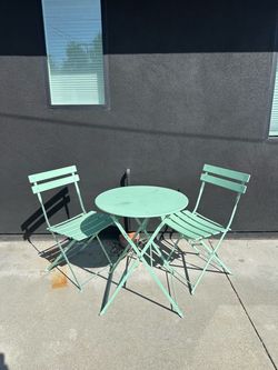 Mint Green Patio Chairs and Table