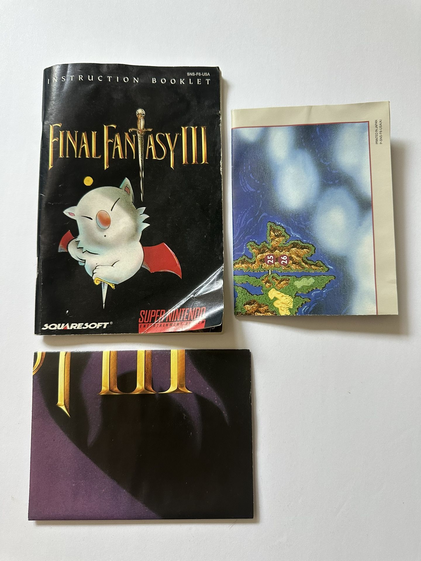 SNES Final Fantasy III Manual, Map & Poster