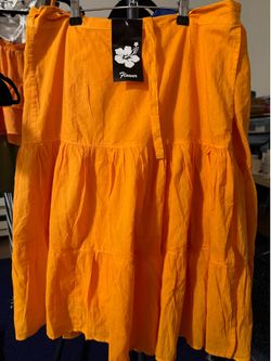 NWT Flower Brand Vibrant Marigold Orange Tiered Wrap Skirt - One Size Fits All Boho