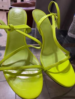 Neon Yellow Strappy Heeled Sandals