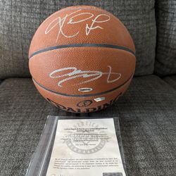Lebron James And Kevin Love Signed Basketball 