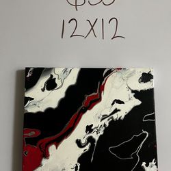 Hand-made Abstract Pour Painting