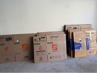 50 moving boxes w/handles- M, L, XL