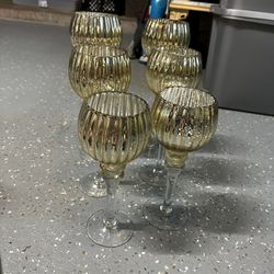 6 Gold Candle Holder