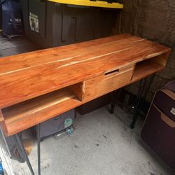 Solid Wood Desk – Hairpin Legs + Storage