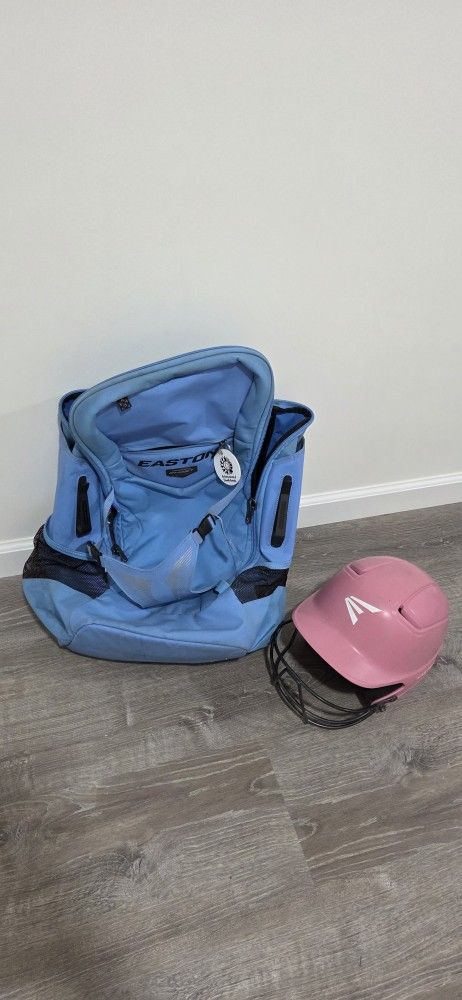 Softball Bag and Helmet