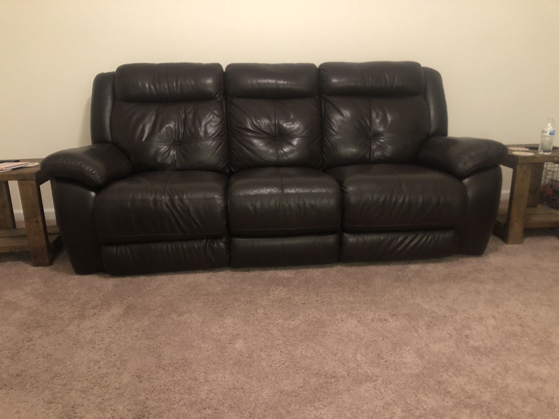 Recliner Couch Brown Leather   