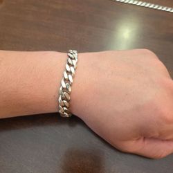 925 Sterling Silver Cuban Link Bracelet – 8" – 43.85g Heavy Men's Bracelet