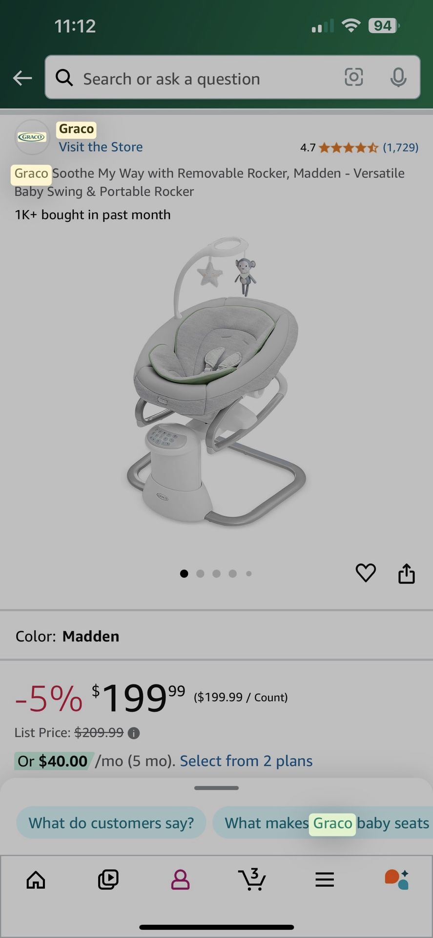 Brand new Graco Soothe My Way Baby Swing