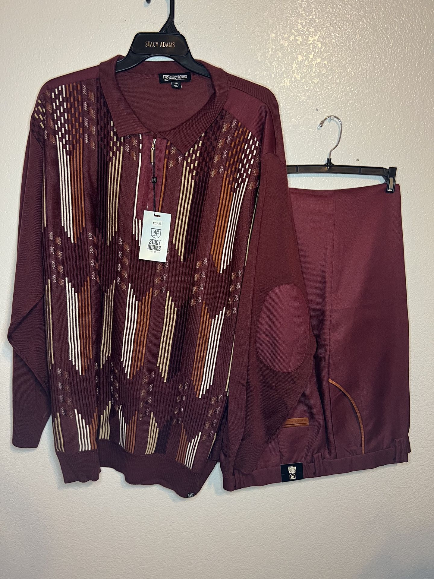 Stacy Adams Burgundy Sweater 2 Pc Set