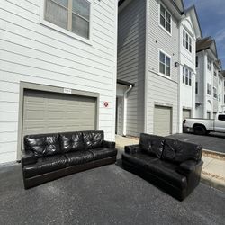 Free Delivery Black leather Sofa Couch Set