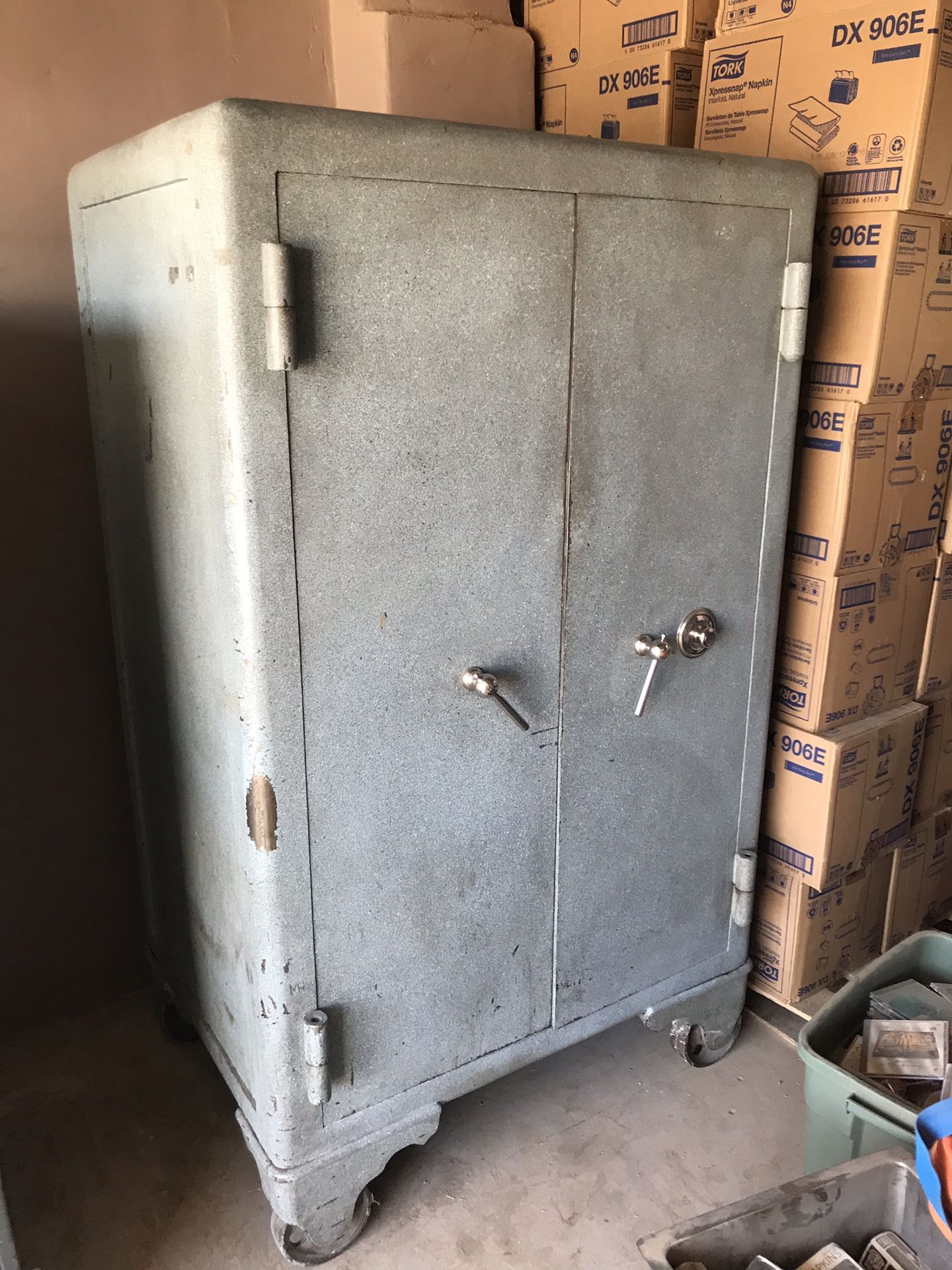 Vintage safe vault double door on wheels very nice!!