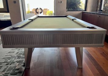 Venice Pool Table - Stainless Steel - Delivery/Setup, any color felt & accessory kit included