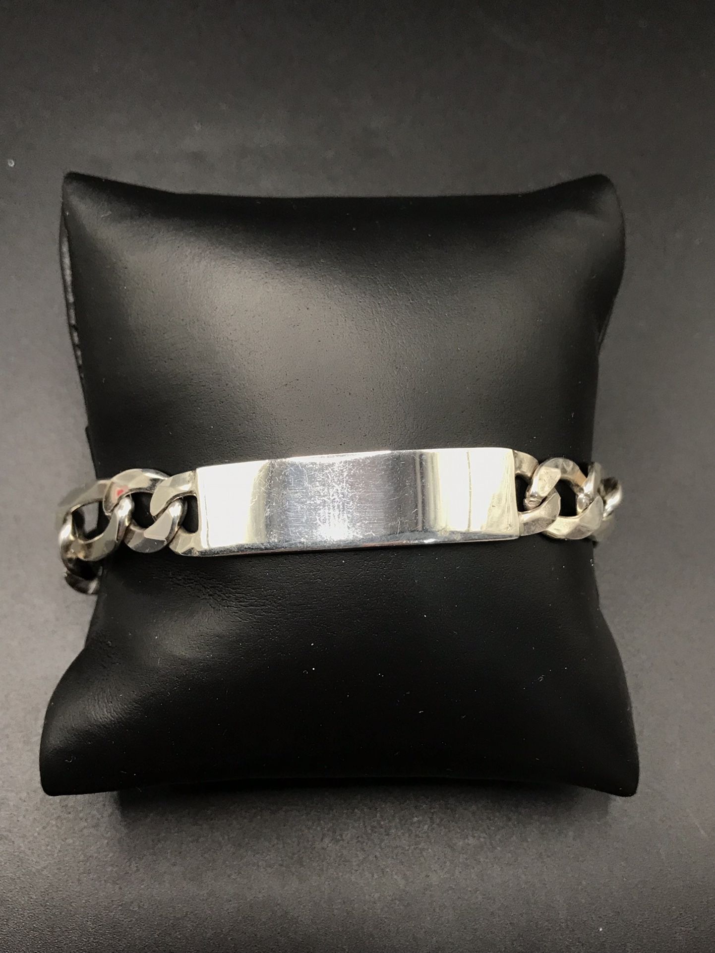 925 Sterling Silver ID Cuban Link Chain men’s Bracelet Size 9”