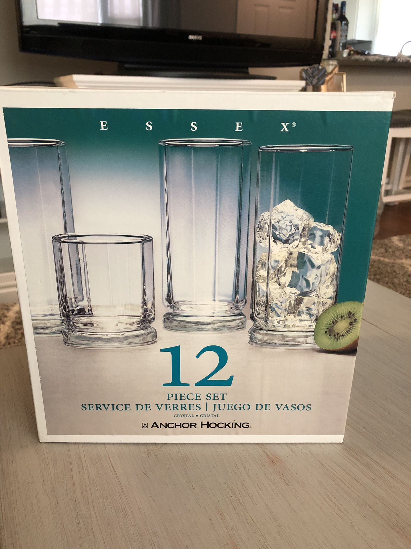 Essex 12 Piece Crystal Clear Glasses.