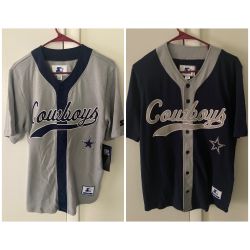 Dallas Cowboys Lot Of 2 NWT NFL Starter Baseball Button-Up Jerseys Men’s Size Small