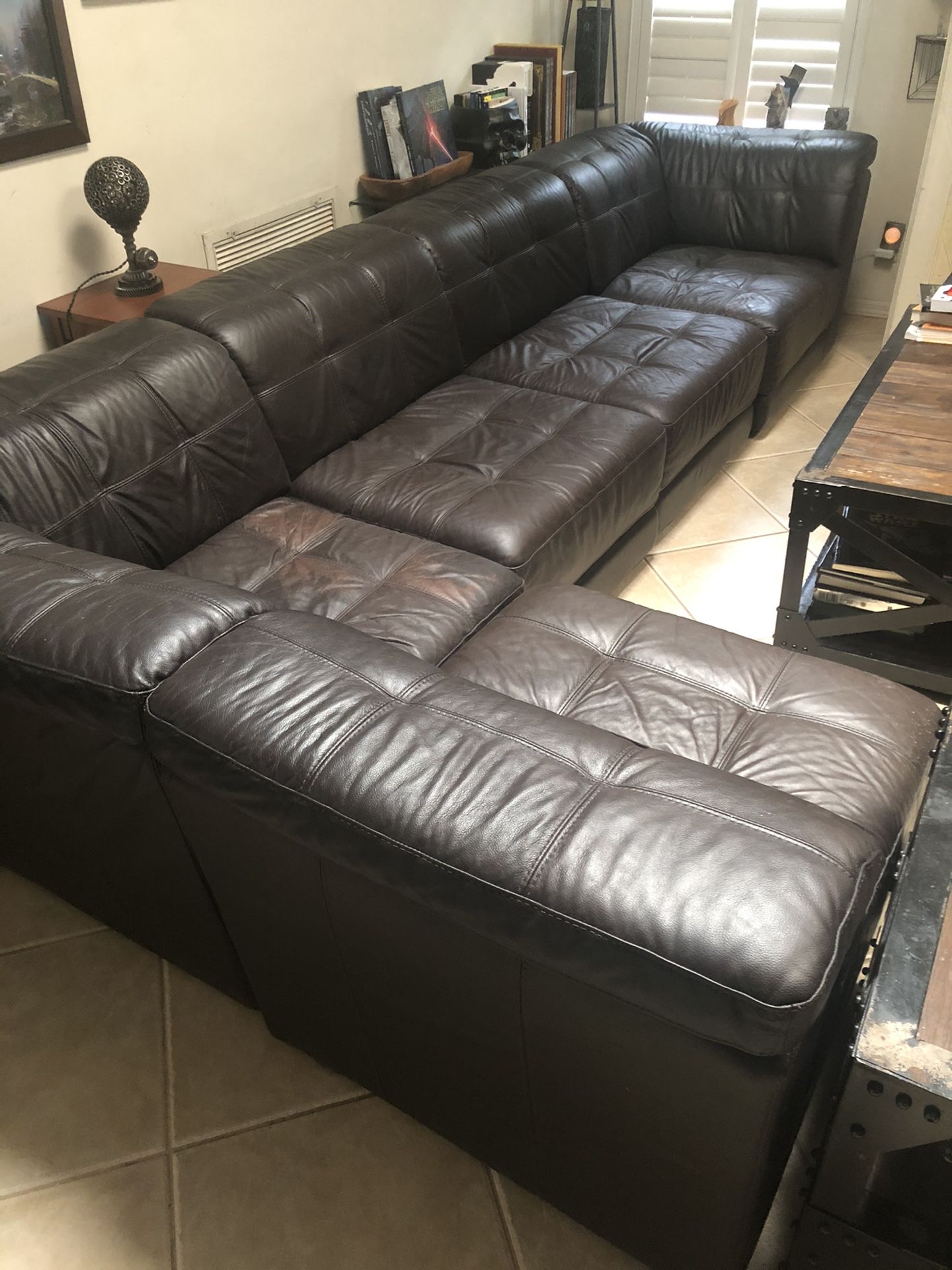 Leather 5 piece sectional couch