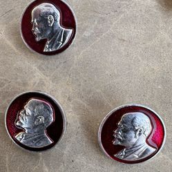 3 Vintage Lenin Lapel Pins