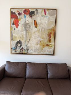 Large Abstract Canvas Painting Gold Frame