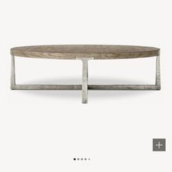 RH RESTORATION HARDWARE T-BRACE ROUND COFFEE TABLE 55' Retail: $8180 MINT
