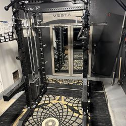 Vesta Fitness PRO SERIES Ultimate Half Rack Functional Trainer w/Smith Machine Bar | 320lb Stack | Gym Equipment | Fitness | Commercial | Squat Rack 