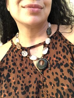Crystal quartz Agate jasper tiger eye necklace 18’