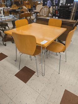 Square Dining Table w/ 4 Bent Back Chairs