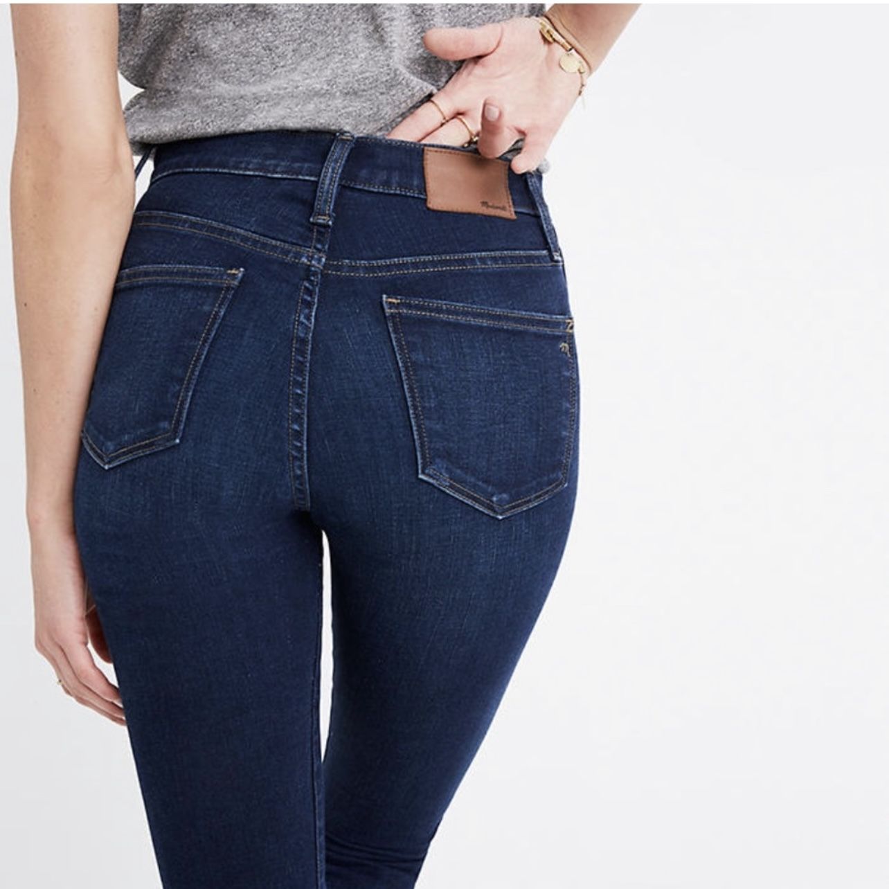 MADEWELL Dark Navy Blue Raw Hem 10" High Riser Skinny Skinny Jeans