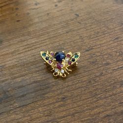 Vintage Butterfly Crystal Brooch 