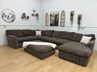 Brown Sectional Couch with Ottoman Free Delivery