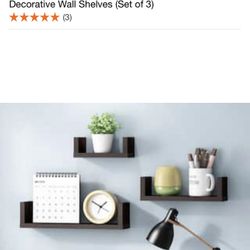 Furinno Indo Espresso Floating Decorative Wall Shelves (Set of 3)