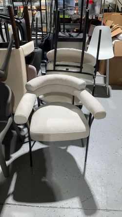 Modern Boucle Armchair with Black Metal Frame accent chair