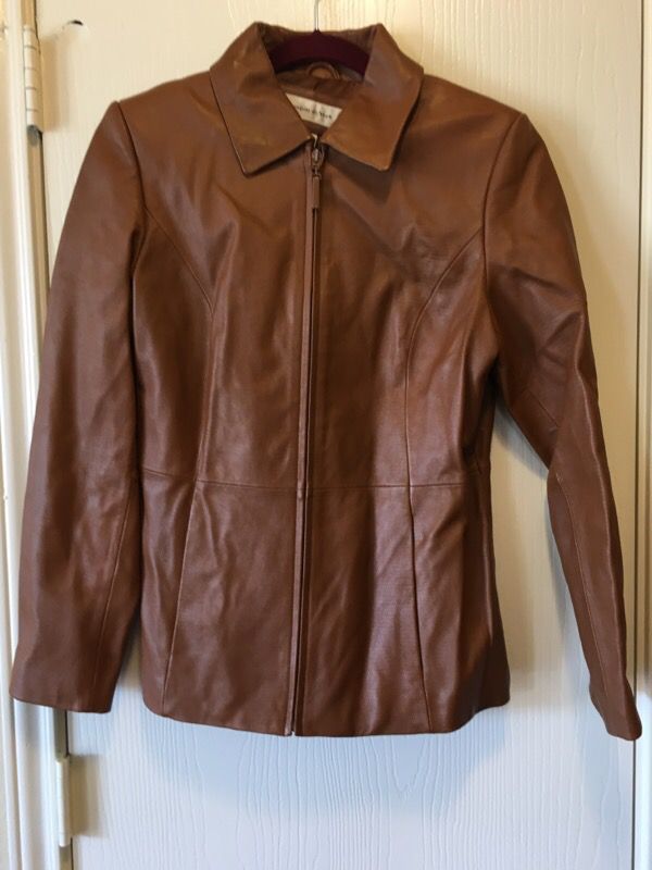 Dark caramel leather jacket