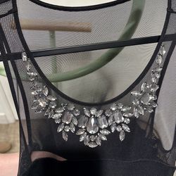 New Black Dress With Gemstone Neckline 